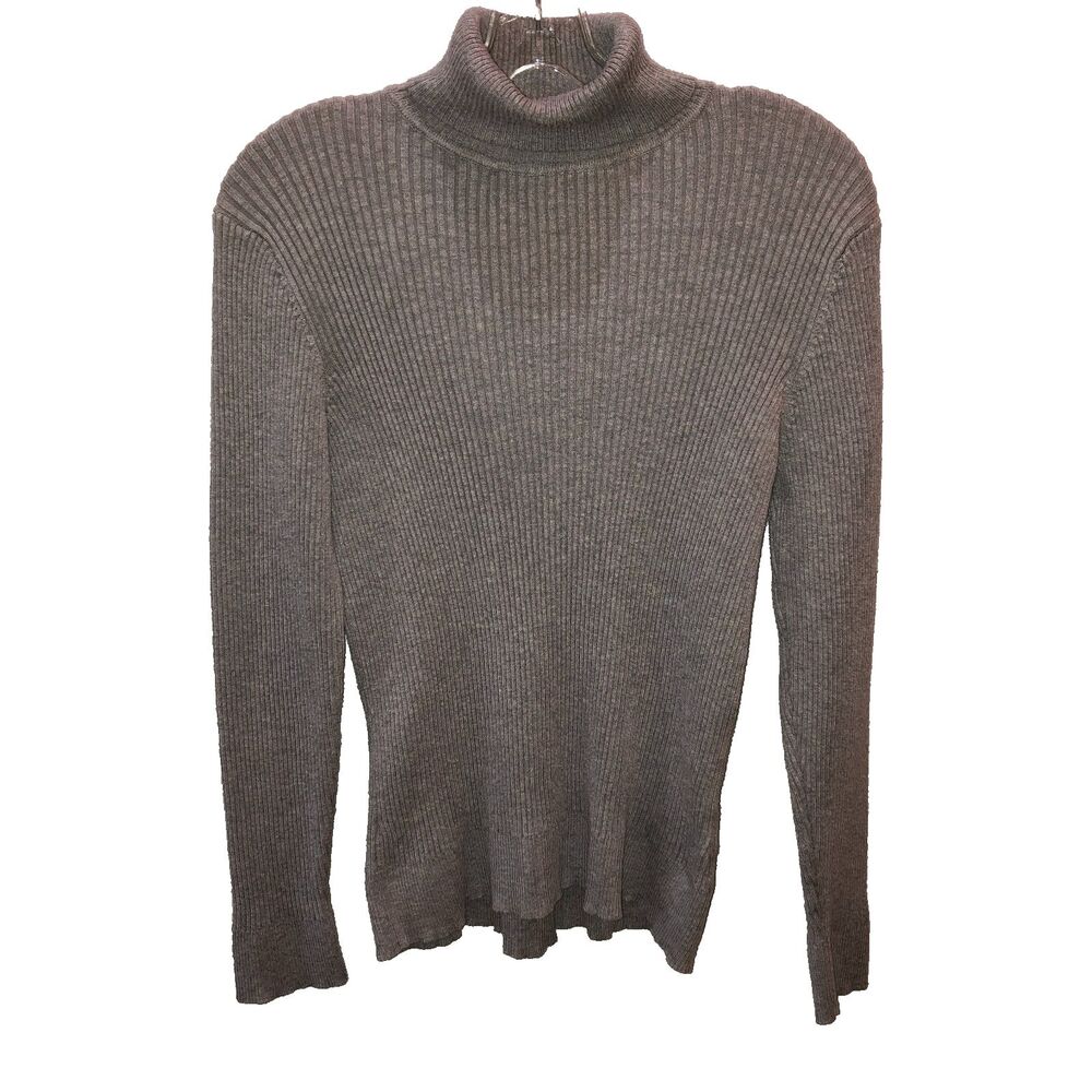 Cable & Gauge Womens XL Gray Ribbed Turtleneck Sweater Top Pullover Classic Y2K